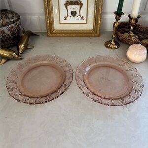 Vintage Depression KIG Pink Dinner Plates with Grape Design 10” Set Of 2